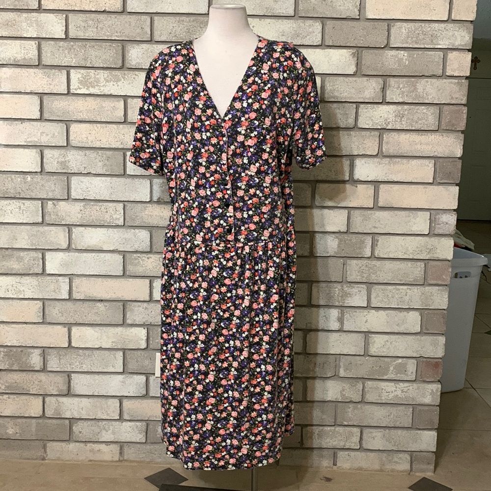 Another thyme maxi dress size 20 women padded shoulder floral